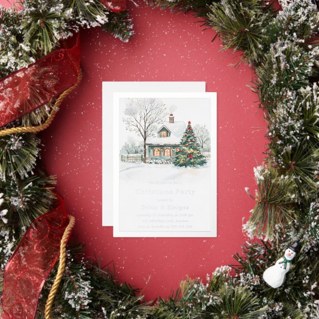 Festliches, gemütliches Silver Foil Weihnachtsfest Folieneinladung (Insitu)