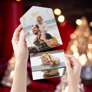 Festliches Gold Linien Gezeichnetes Band Rahmen 1- All In One Einladung