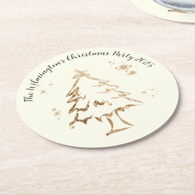 Festliches Goldenes Party Runder Pappuntersetzer (Angewinkelt)