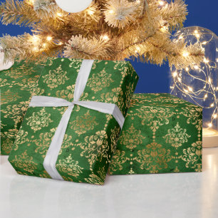 Festliches Grün und Goldfolie Winter Weihnachten D Geschenkpapier