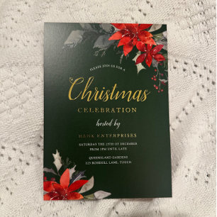Festliches grünes Firmen-Weihnachtsfest Gold Folieneinladung