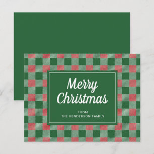 Festliches grünes Karo Frohe Weihnachten Schriftzu Postkarte