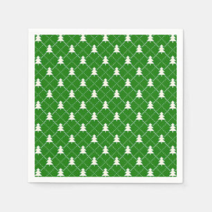 Festliches grünes Weihnachtsbaum-Muster Serviette