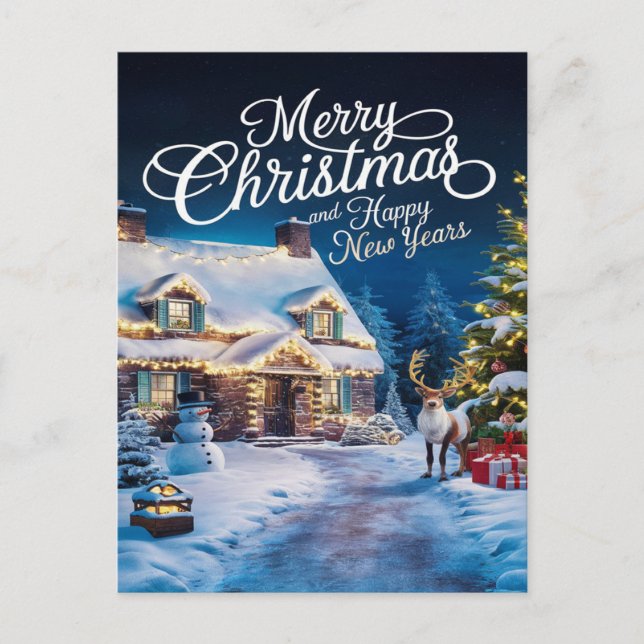 Festliches Heim: Winterwunderland willkommen Postkarte (Vorderseite)