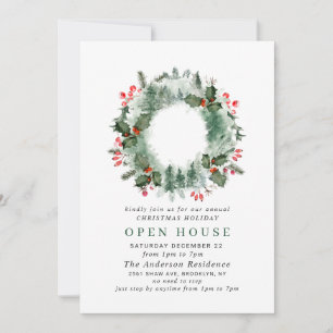 Festliches Holly Berry Weihnachtsfeiertag Open Hou Einladung