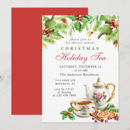 Festliches Holly Berry Weihnachtsfest Tea Party Einladung