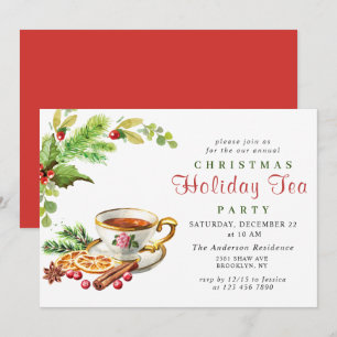 Festliches Holly Berry Weihnachtsfest Tea Party Einladung