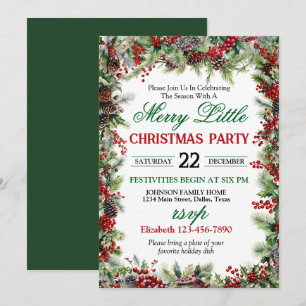 Festliches Holly Border Weihnachtsfest - Party Einladung
