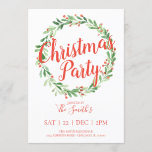 Festliches Holly-Wreath-Weihnachtsfest - Party ein Einladung