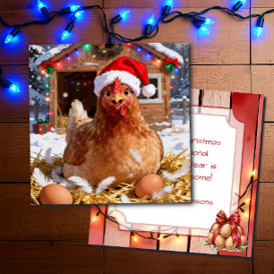 Festliches Huhn und Weihnachtswitz Lustig Karte
