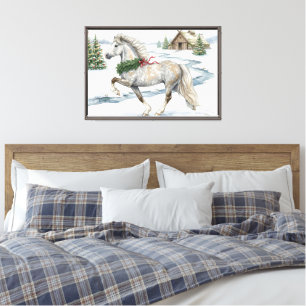 Festliches Isländisches Pferd in Winterlandschaft Leinwanddruck