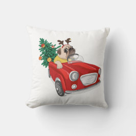 Festliches Kissen "Niedlicher Hund mit Weihnachtsb