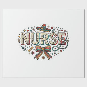 Festliches Krankenpfleger Vintage-Stickerei-Shirt- Geschenkpapier