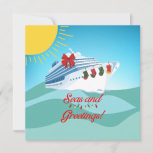 Festliches Kreuzfahrtschiff Feiertagskarte