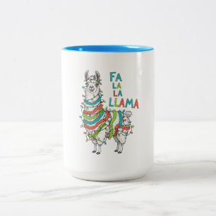 Festliches Lama mit Weihnachtslichtern Zweifarbige Tasse