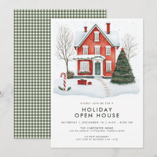 Festliches Land Zuhause Holiday Open House Einladu Einladung