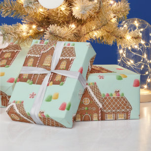 Festliches Lebkuchenhäuschen Winterdorf-Verpackung Geschenkpapier
