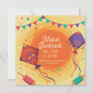 Festliches Makar Sankranti lila Drachen Einladung