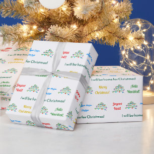 Festliches mehrsprachiges Weihnachtswrapping Geschenkpapier