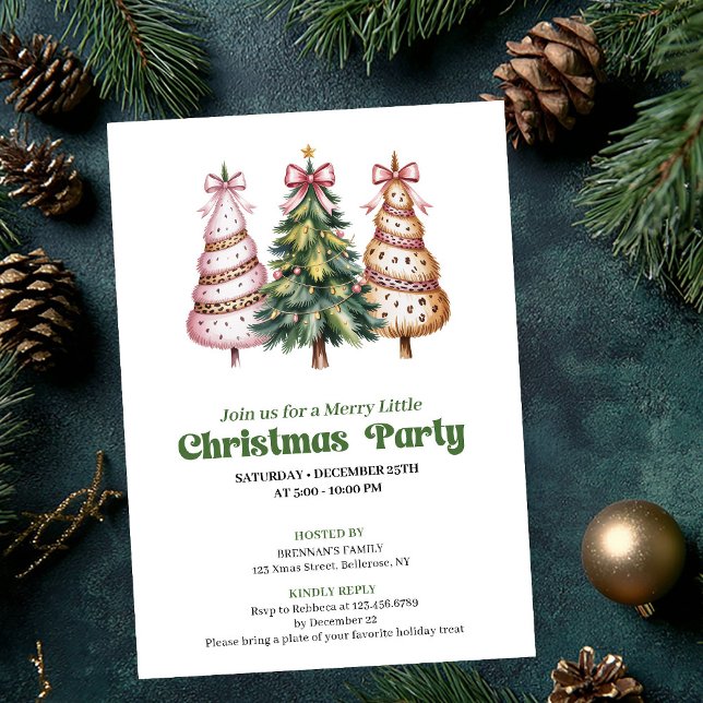 Festliches minimalistisches Leopard-Weihnachtsbaum Einladung (Festive minimalist leopard Christmas tree invite)