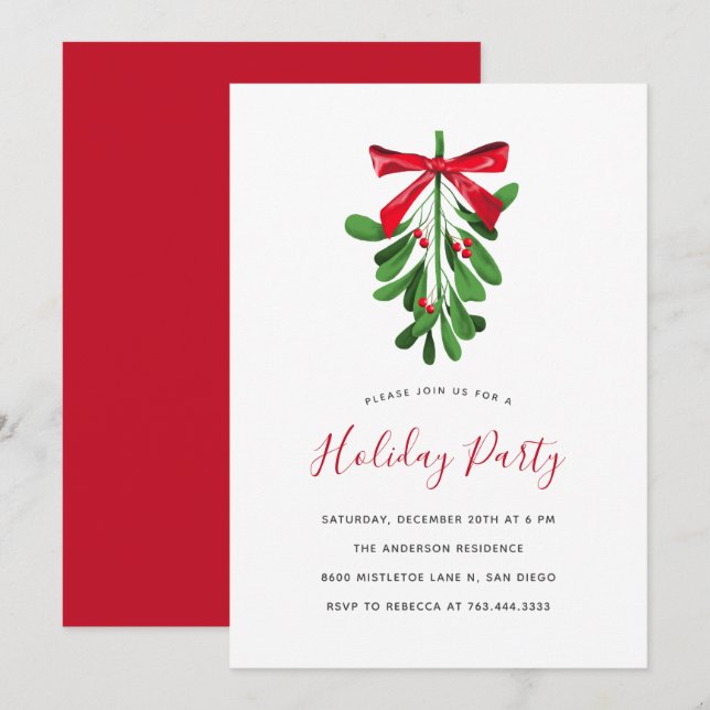 Festliches Mistletowein Weihnachtsessen Party Einladung (Vorne/Hinten)