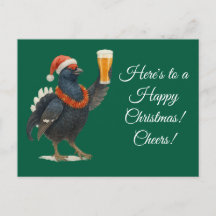 Festliches Moorhuhn mit Weihnachtsmannmütze Weihna