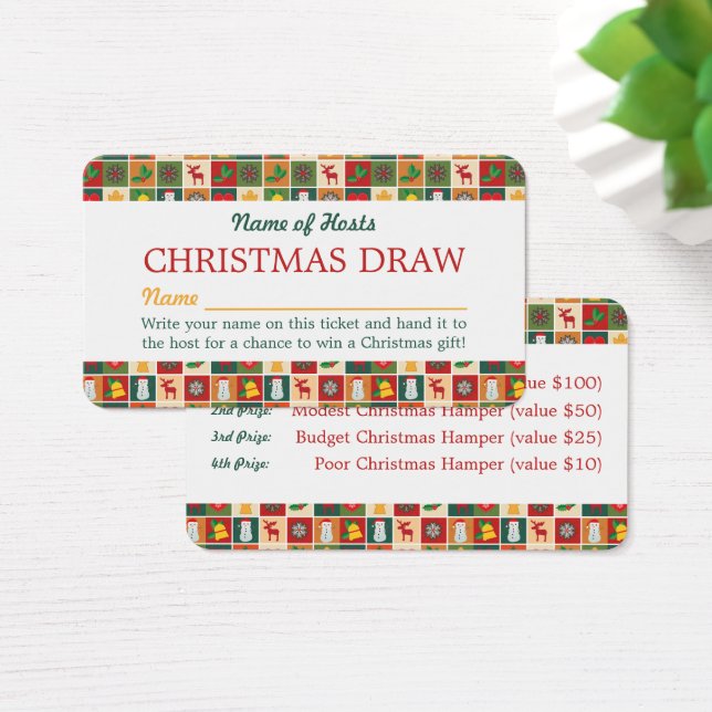 Festliches Mosaik, Weihnachts-Party Raffle Tickets (Schreibtisch)