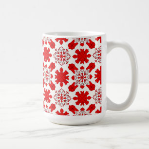 Festliches Muster aus roten und weißen Schneeflock Kaffeetasse
