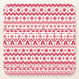 Festliches nahtloses Weihnachtsmuster. Rechteckiger Pappuntersetzer