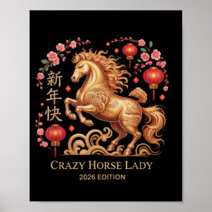 Festliches Neujahr 2026 Verrücktes Pferd Lady Fort Poster