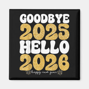 Festliches Neujahr Auf Wiedersehen 2025 Hallo 2026 Magnet