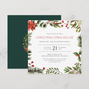 Festliches Open-House-Aquarell-Weihnachtsfest Einladung