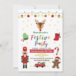 Festliches Party Weihnachts Familienspass Abendess Einladung