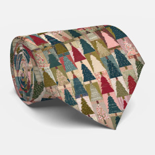 Festliches Patchwork-Weihnachtsbaum-Muster (3) Krawatte
