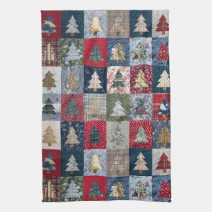 Festliches Patchwork-Weihnachtsbaum-Muster (4) Geschirrtuch