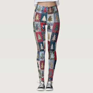 Festliches Patchwork-Weihnachtsbaum-Muster (4) Leggings