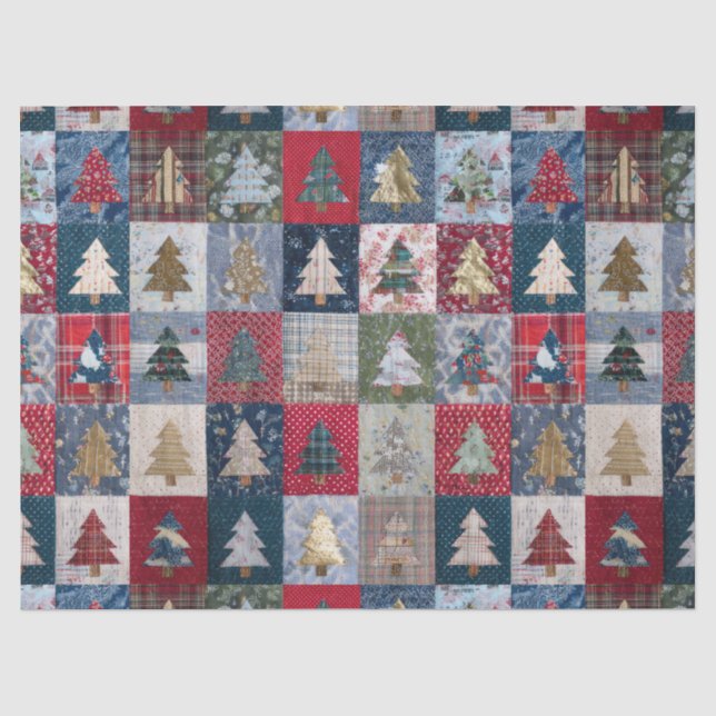 Festliches Patchwork-Weihnachtsbaum-Muster (4) Seidenpapier (Vorderseite)