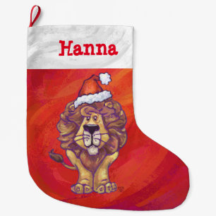 Festliches personalisiertes Löwe-Weihnachten Großer Weihnachtsstrumpf