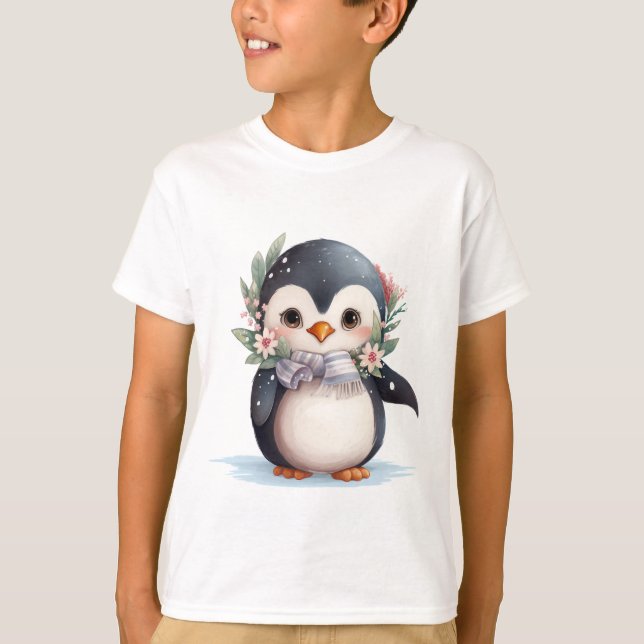 🎄 Festliches Pinguin Shirt für Jungen (Vorderseite)