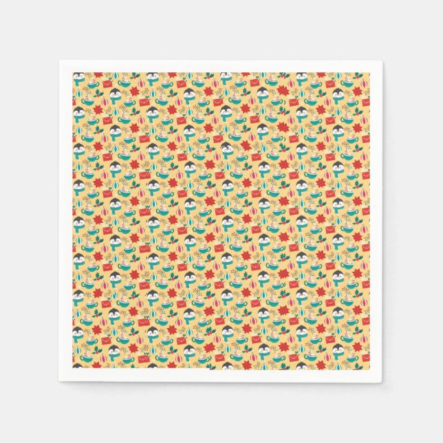 "Festliches Pinguin-Urlaubsmuster" Serviette (Vorderseite)