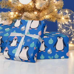 Festliches Pinguin-Weihnachtspapier Geschenkpapier