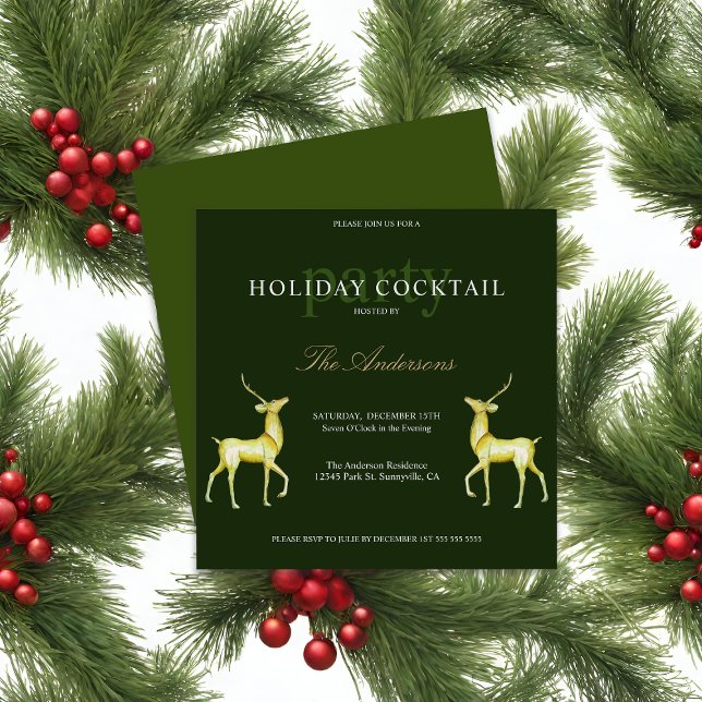 Festliches Reindeer Holiday Cocktail Weihnachts-Pa Einladung (Von Creator hochgeladen)