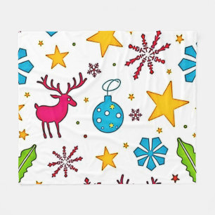 Festliches Rentier-Magie-Muster-Design Fleecedecke