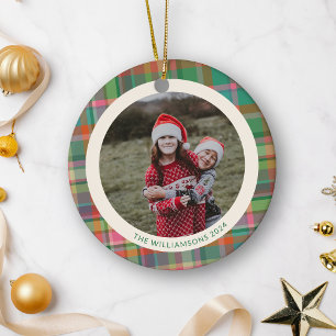 Festliches Retro Weihnachten Kariertes Niedliches  Keramik Ornament