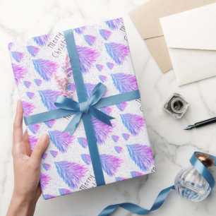 Festliches Rosa Blau Weihnachtsbaum Wasserfarbe Geschenkpapier