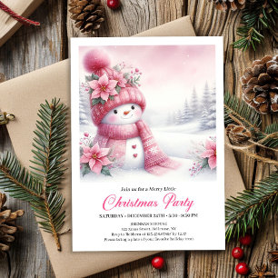 Festliches Rosa Schneemann-Kinder-Weihnachtseinlad Einladung