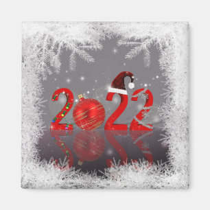 Festliches Rot Frohe Weihnachten Neujahr 2022 Magnet