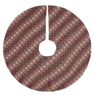 Festliches Rot, Grün und Creme Cozy Weihnachtsmust Polyester Weihnachtsbaumdecke