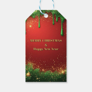 Festliches Rot Grün Weihnachtsrand Geschenkanhänger