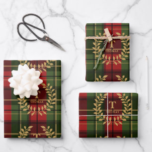 Festliches Rot und Grün Kariert mit individuellem Geschenkpapier Set